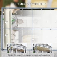 Pergola per Giardino Retrattile 4x3 m con Luci LED e Fori di Drenaggio, in Alluminio e Poliestere, Bianco Crema