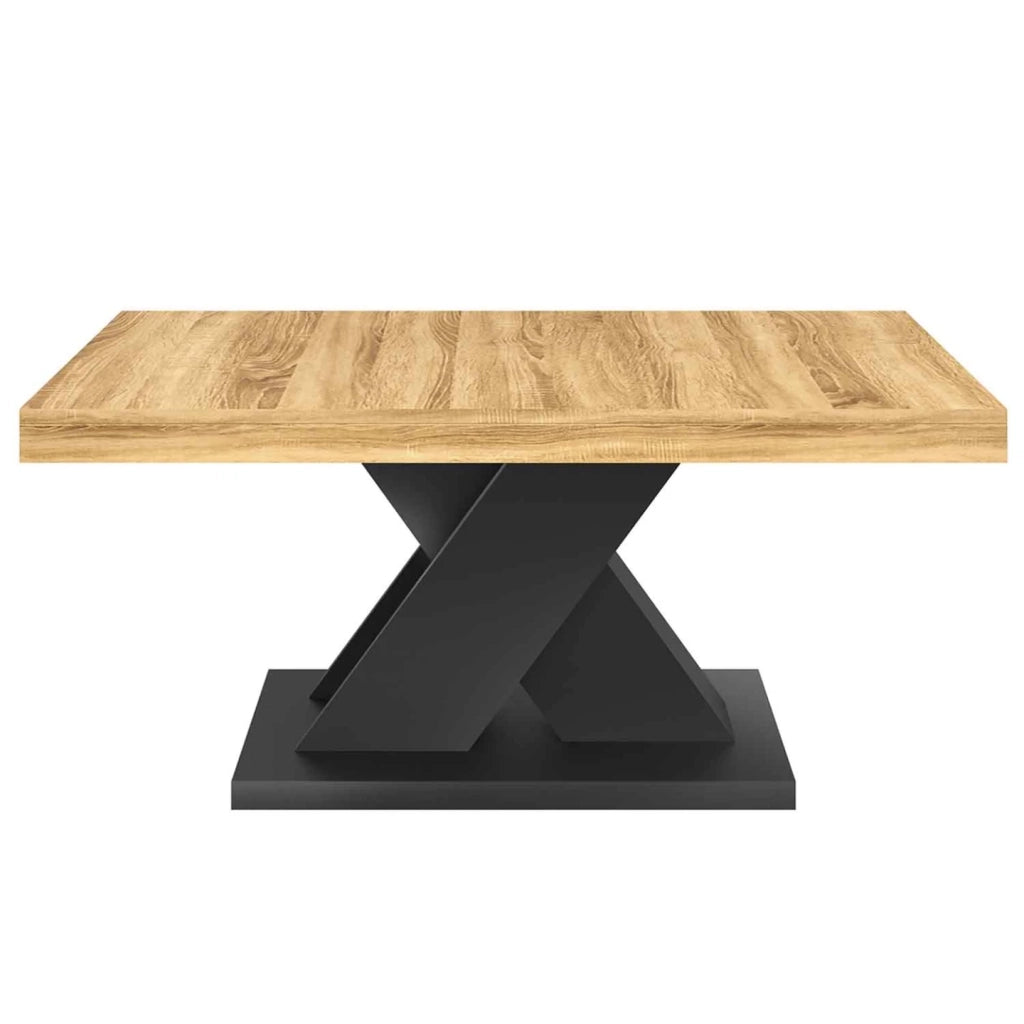 IDMarket - Mesa de centro ALICIA con base en X efecto macizo negro