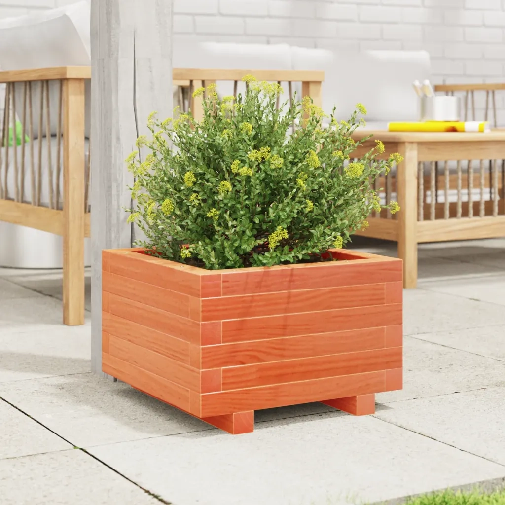 Fioriera Giardino-Vaso da Esterno-Contenitore per Piante Marrone Cera 40x40x26,5cm Legno Massello Pino