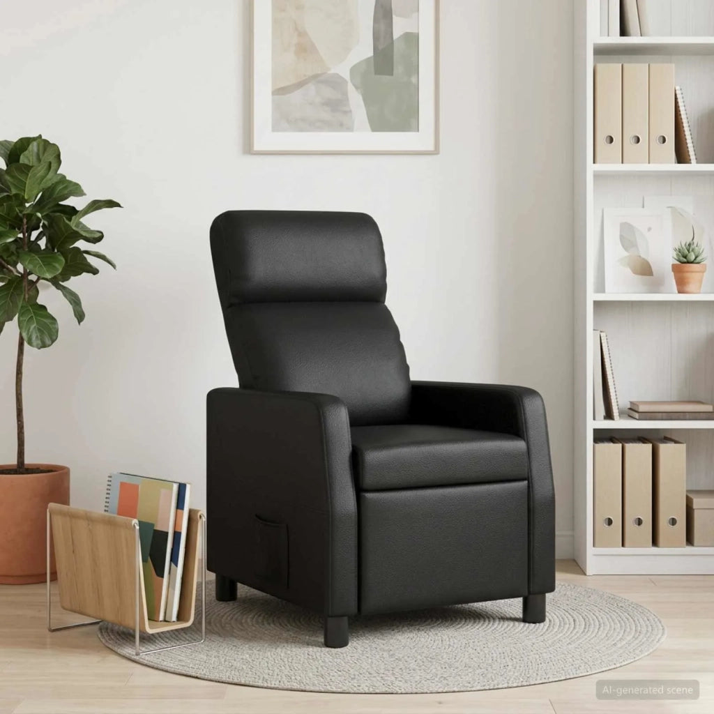 Divano Sedia-Poltrona reclinabile Nero Similpelle 274701