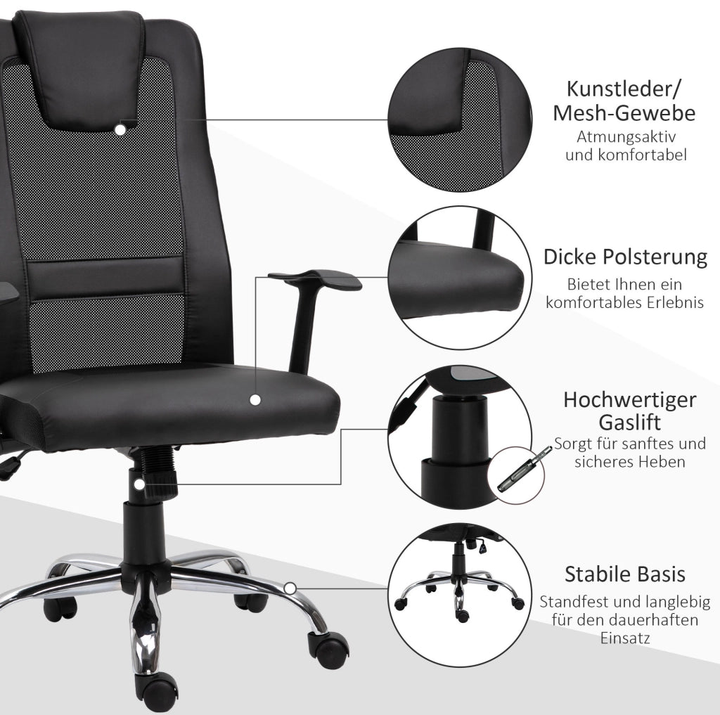 Sedia da ufficio ergonomica nera con funzione oscillante