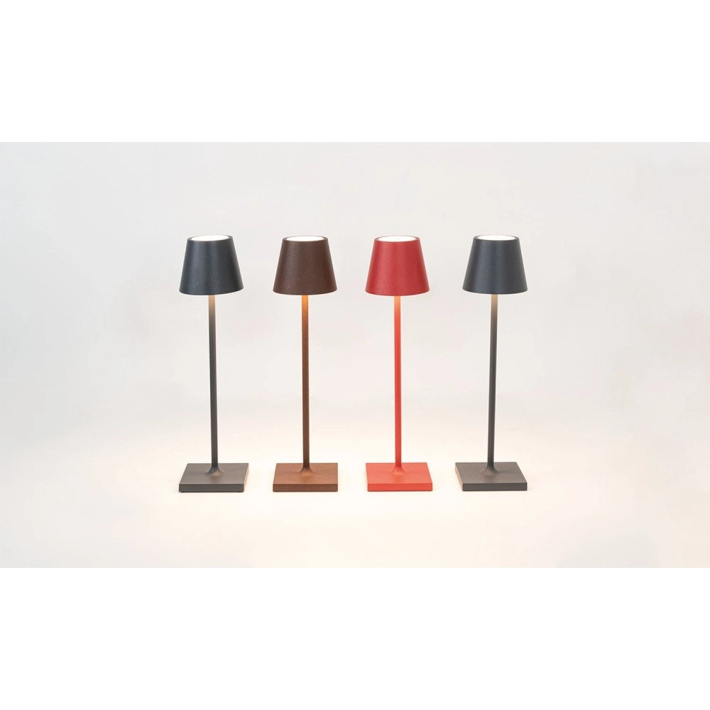 Lampada a led da tavolo Poldina Pro Micro Grigio Scuro ricaricabile e dimmerabile con batteria fino a 12 ore