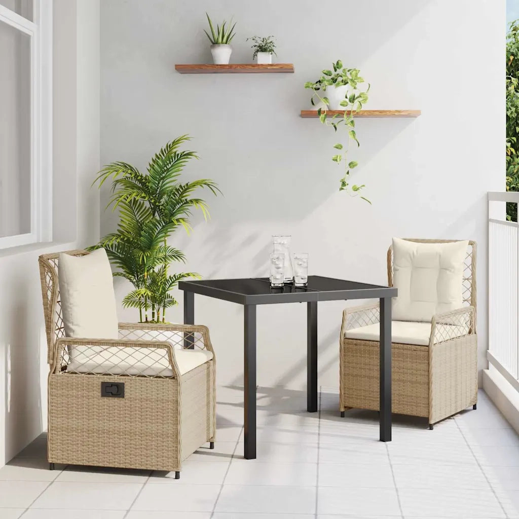 Set da Pranzo per Giardino 3 pcs Beige e Bianco Crema 3381009