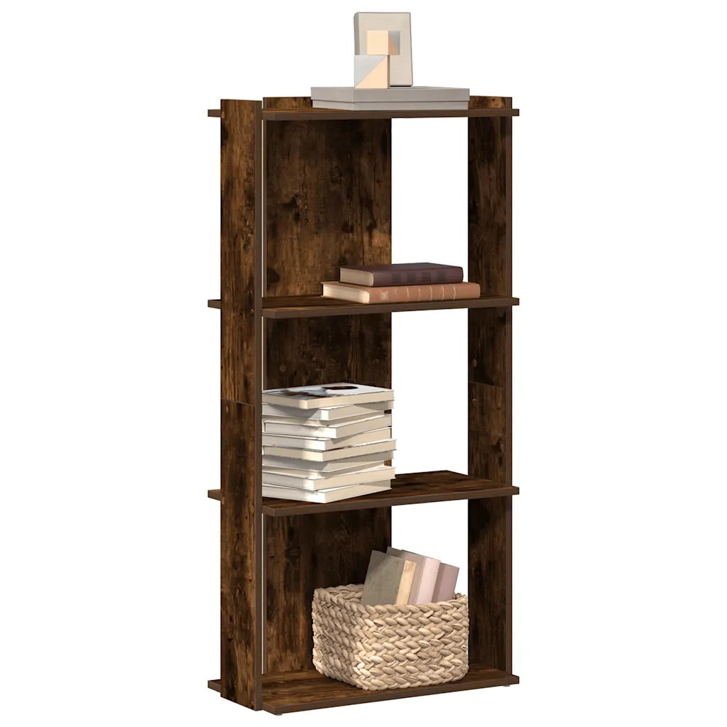 Libreria a 3 Ripiani Rovere Fumo 60x30x120 cm Legno Multistrato 860269