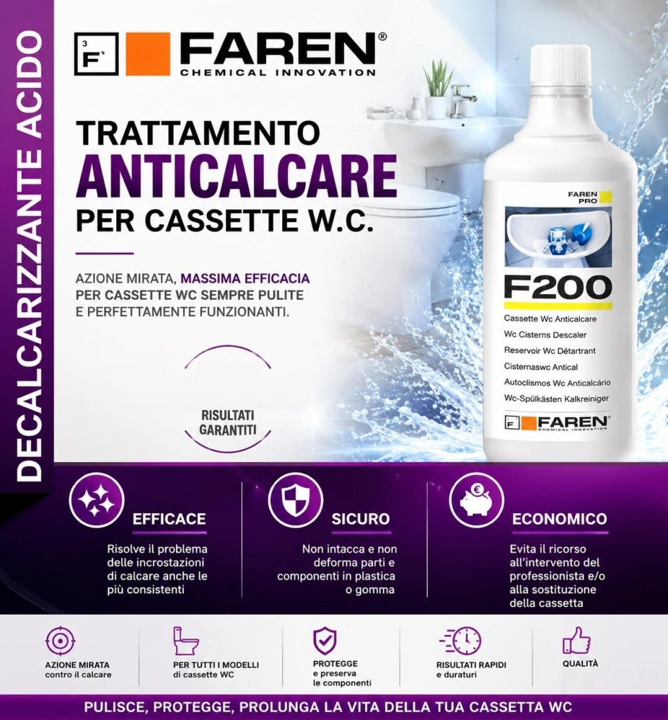 Trattamento Anticalcare Cassette WC F200 Faren 1 L