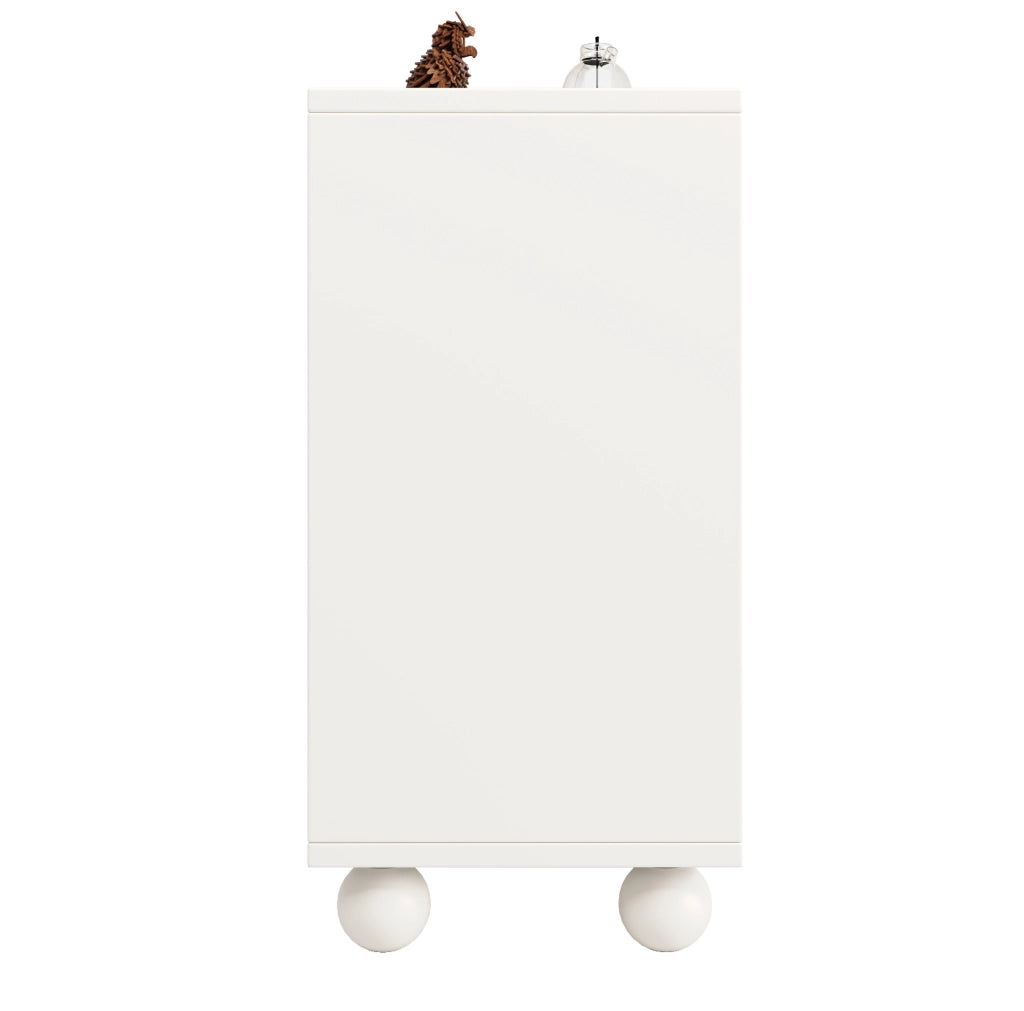 Credenza 120x35x71 cm con ante; MDF e gambe in legno di pino; bianco