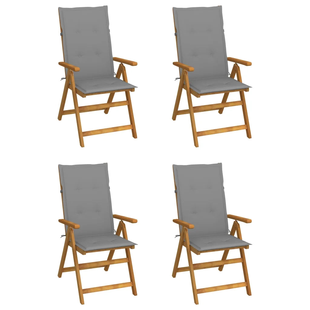 Sedie da Giardino Reclinabili 4 pz con Cuscini Massello Acacia cod mxl 15171