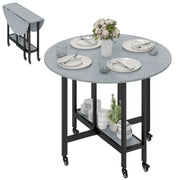 Tavolo Pieghevole con Ruote e Ripiano ¨C Zephmum ¨C Grigio Cemento 120x60x75