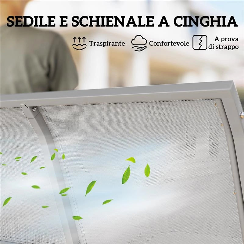 DONDOLO DA GIARDINO 3 POSTI CON TETTO PARASOLE RIMOVIBILE, 171X108X154 CM, GRIGIO CHIARO