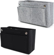 Organizzatore per borse 2 in 1, 24 x 15 x 8 cm, con tas interno per borse, adatto per donne e ragazze (grigio chiaro e nero)