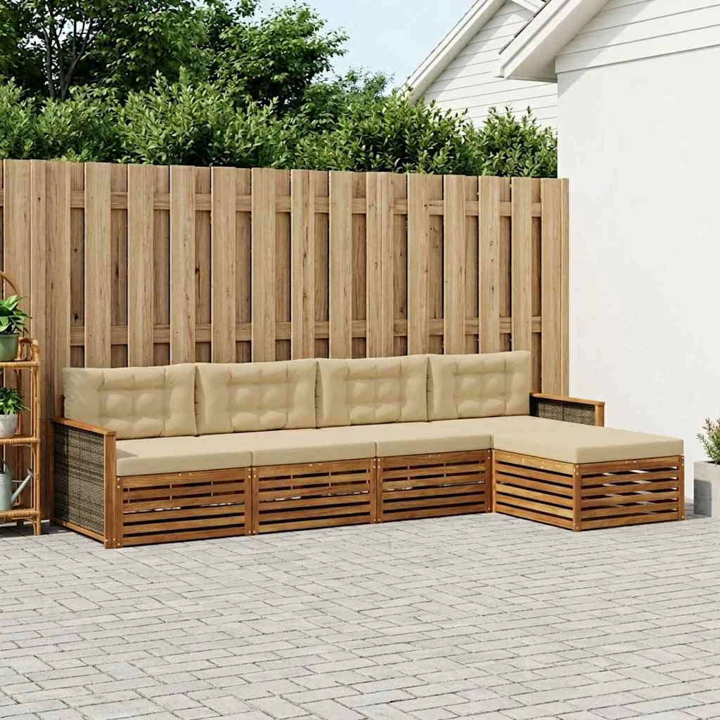 Set di divani da esterno 5 pz Naturale e Beige 3383231