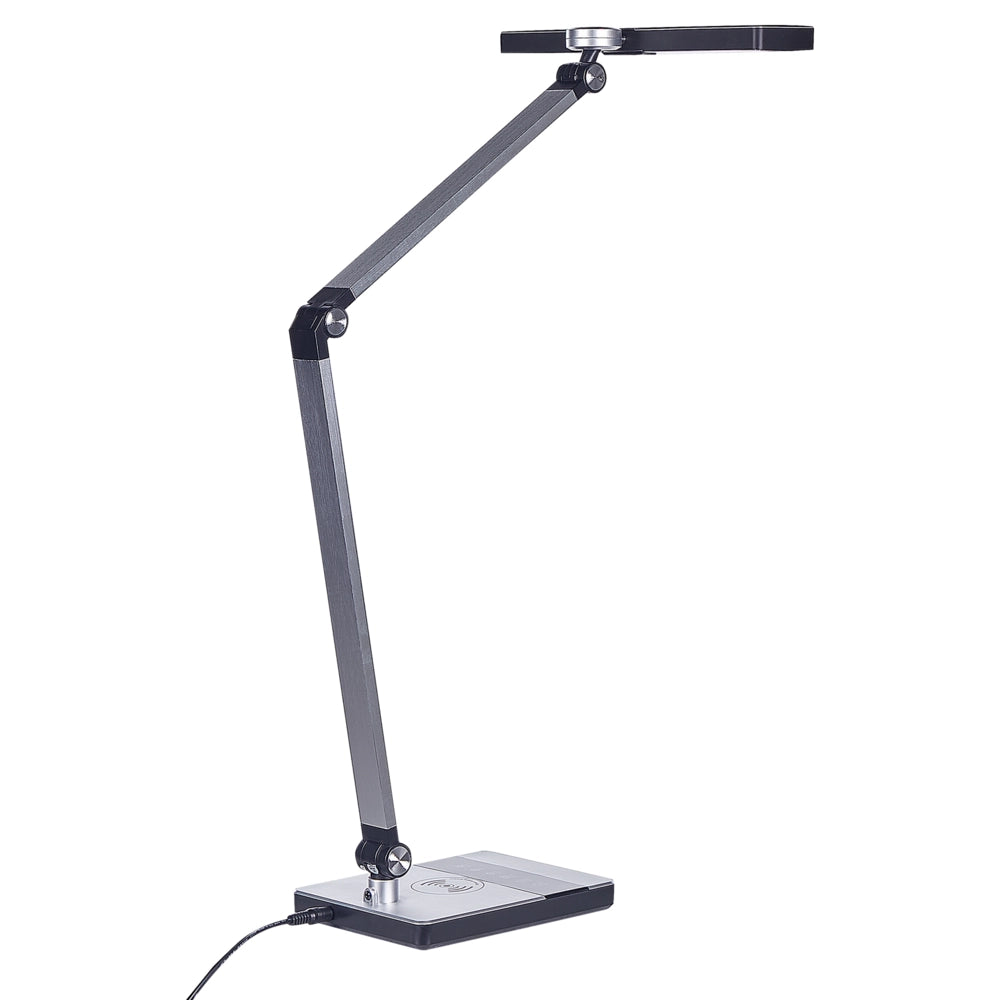 Lampada da tavolo color argento LED intensità variabile braccio regolabile ufficio cameretta stile moderno