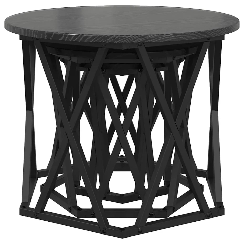 Tavolo Laterale Nesting 3 pcs Rovere Nero 868255