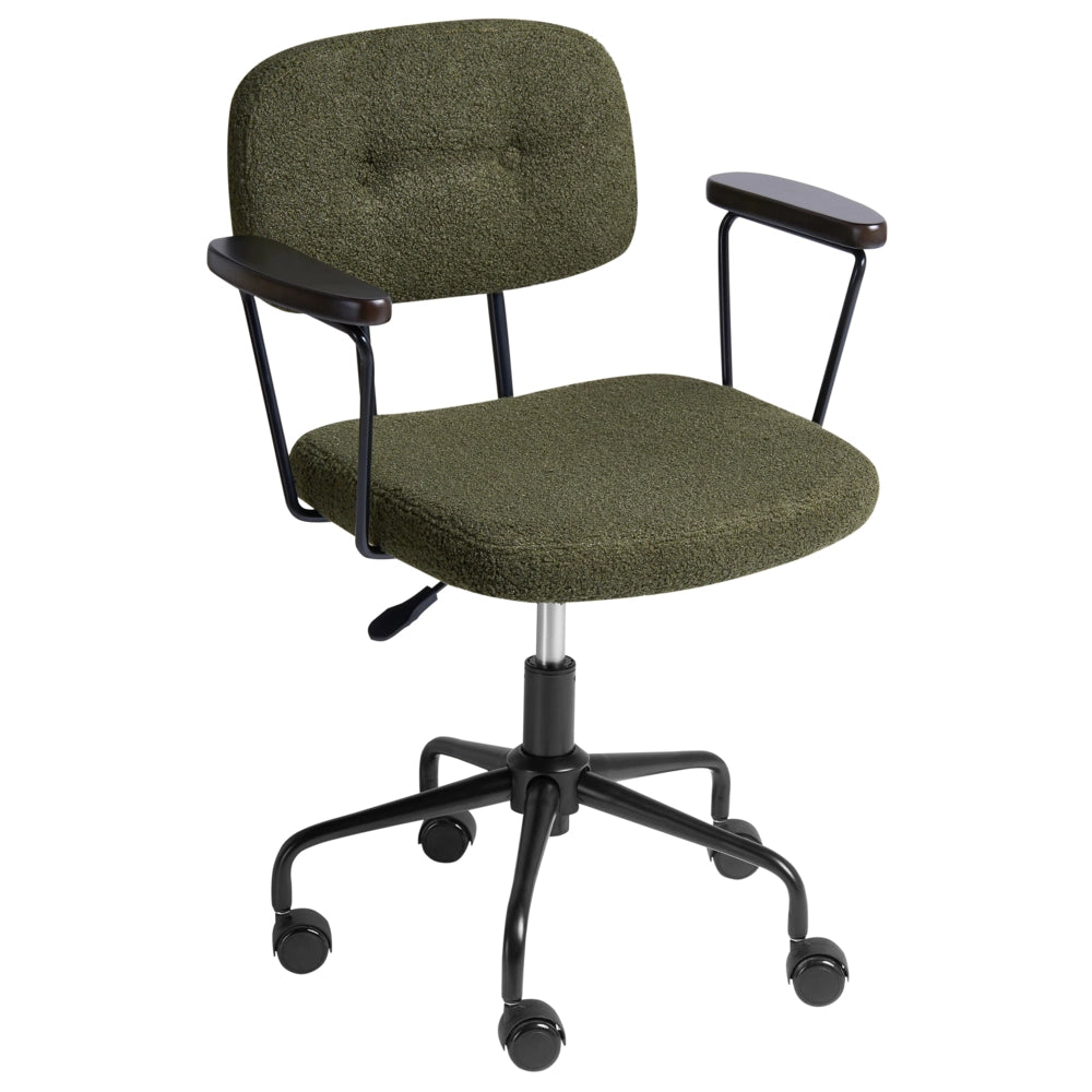 Sedia da ufficio verde scuro bouclé girevole regolabile in altezza con braccioli Ufficio domestico Studio Tradizionale