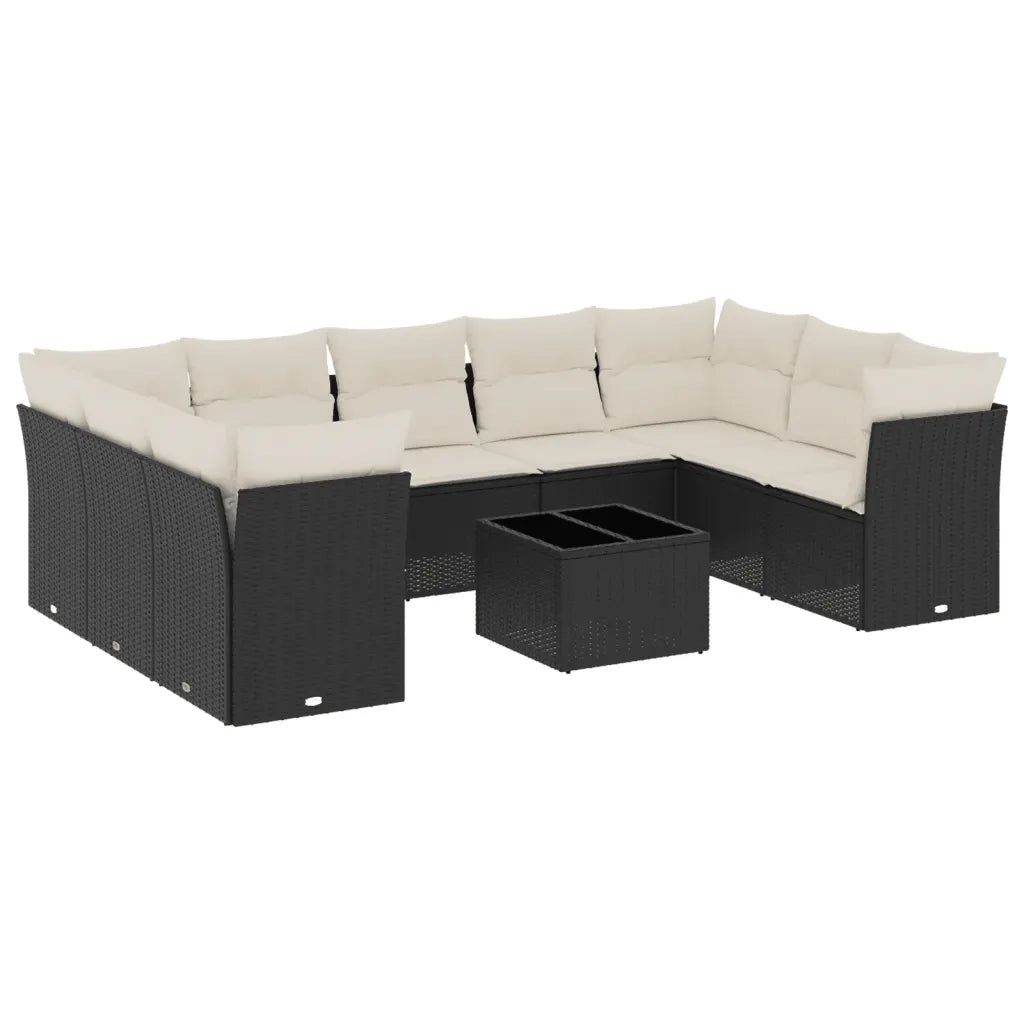 Set Divani da Giardino 10pz con Cuscini in Polyrattan Nerocod mxl 114613