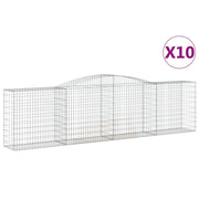 Cestini gabbioni recinzione a gabbia muro di contenimento ad arco 10 pezzi 400 x 50 x 100/120 cm ferro zincato argento 02_0040286