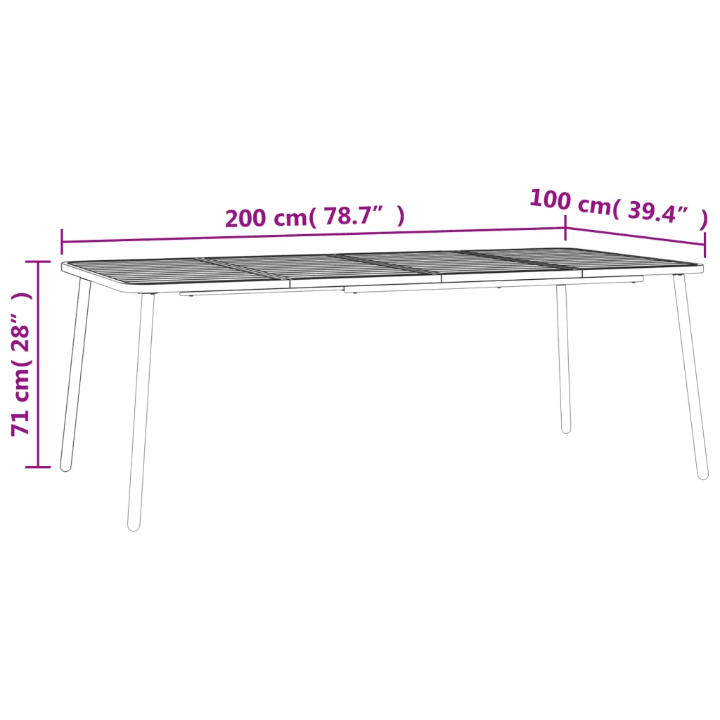 Tavolo da Giardino | Tavolino da esterno Antracite 200x100x71 cm Acciaio