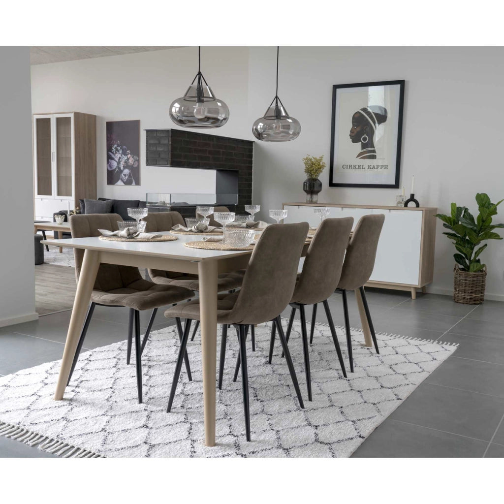 Set di 2 Sedie Middelfart, Marrone, Microfibra, 55x44x86 cm