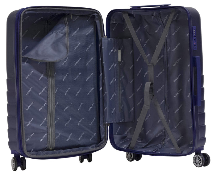 Set 3 Valigie Trolley Rigide in ABS 4 Ruote TSA Ravizzoni Titanio Blu