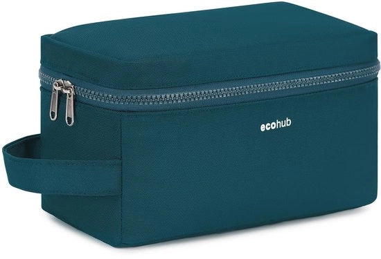 Toilet per Uomo, Toilet Waterresistente con Secchiello Asciutto/Umido, Borsa Cosmetica per Uomo con Doppio Cerniera Chiusura, Richiesta di Brevetto (Verde)