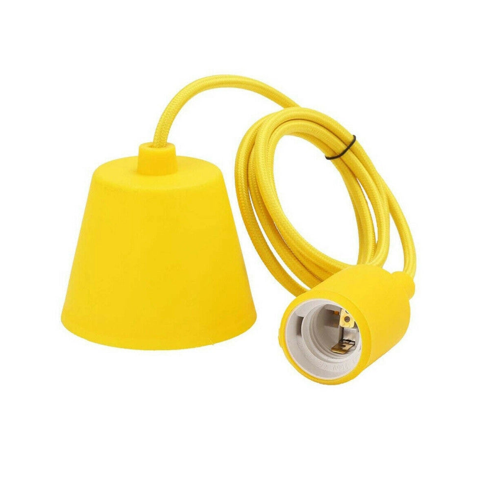 Trade Shop - Portalampada A Sospensione Pendente Lampadario Soffitto E27 Giallo Dt-j01 1 Mt -