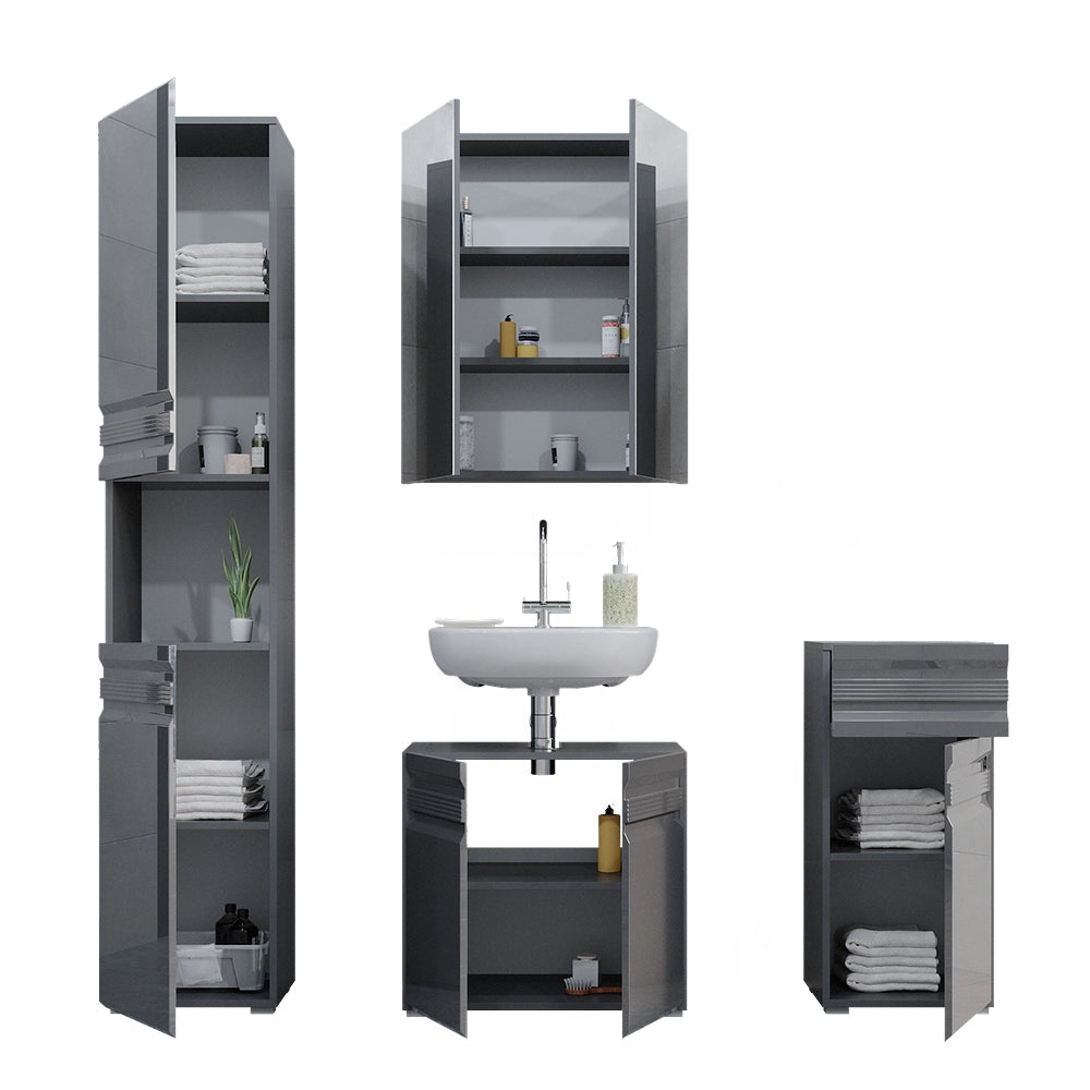 Vicco Set mobili bagno Antracite lucido 4 parti