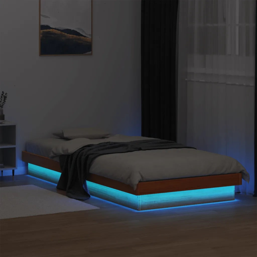 Giroletto con LED Marrone Cera 75x190 cm Legno Massello di Pino 844419
