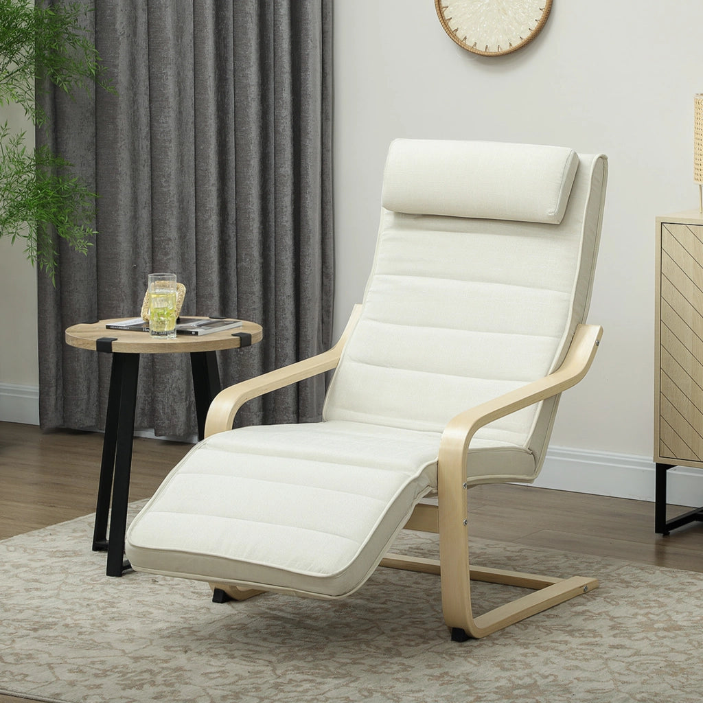 Poltrona Relax Riscaldante e Massaggiante 67x95x101 cm con Poggiapiedi Regolabile e Telecomando Struttura in Legno Crema