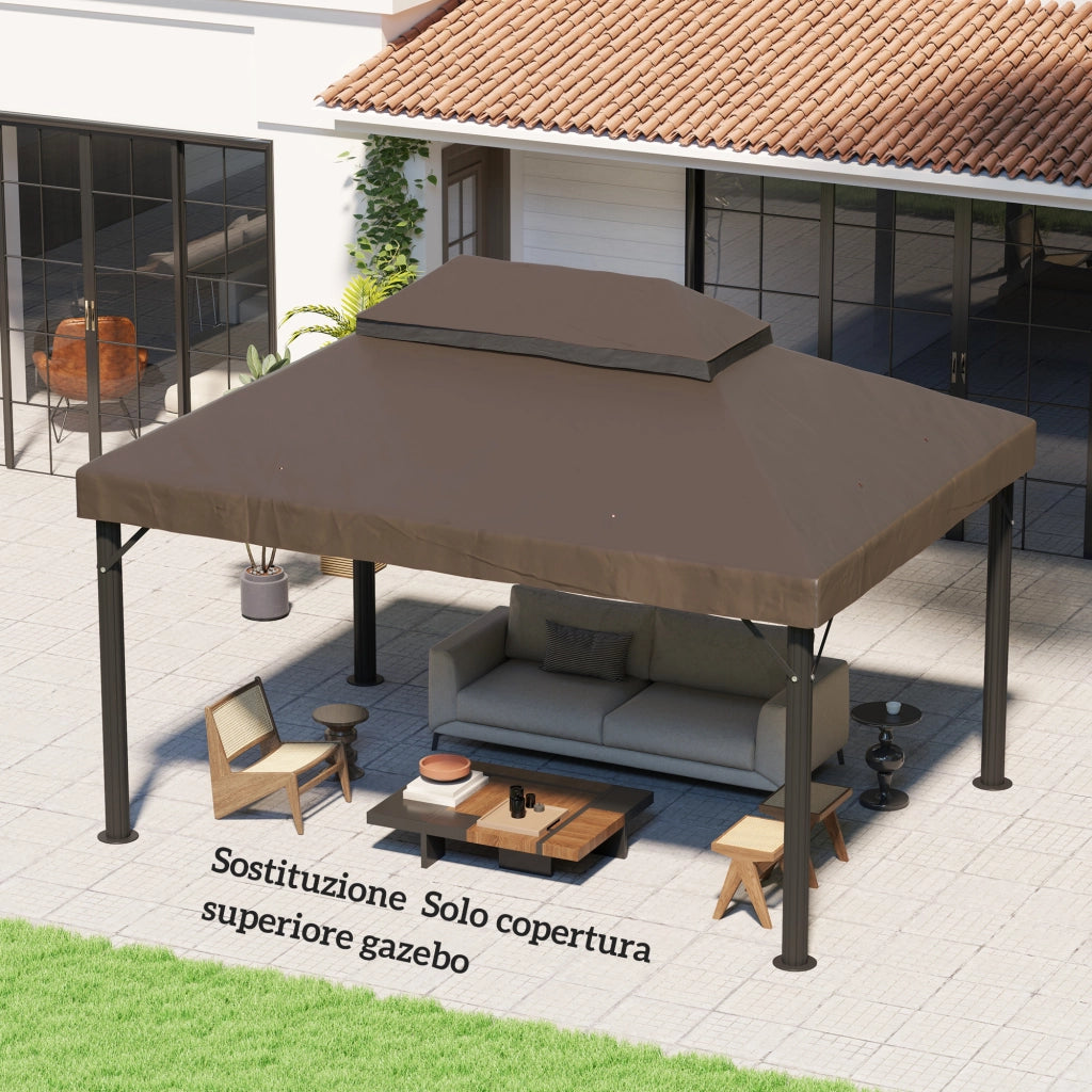 Copertura per Gazebo da Giardino 3x4 m ¨C zephmum ¨C Tessuto Oxford 600D, Caff¨¨