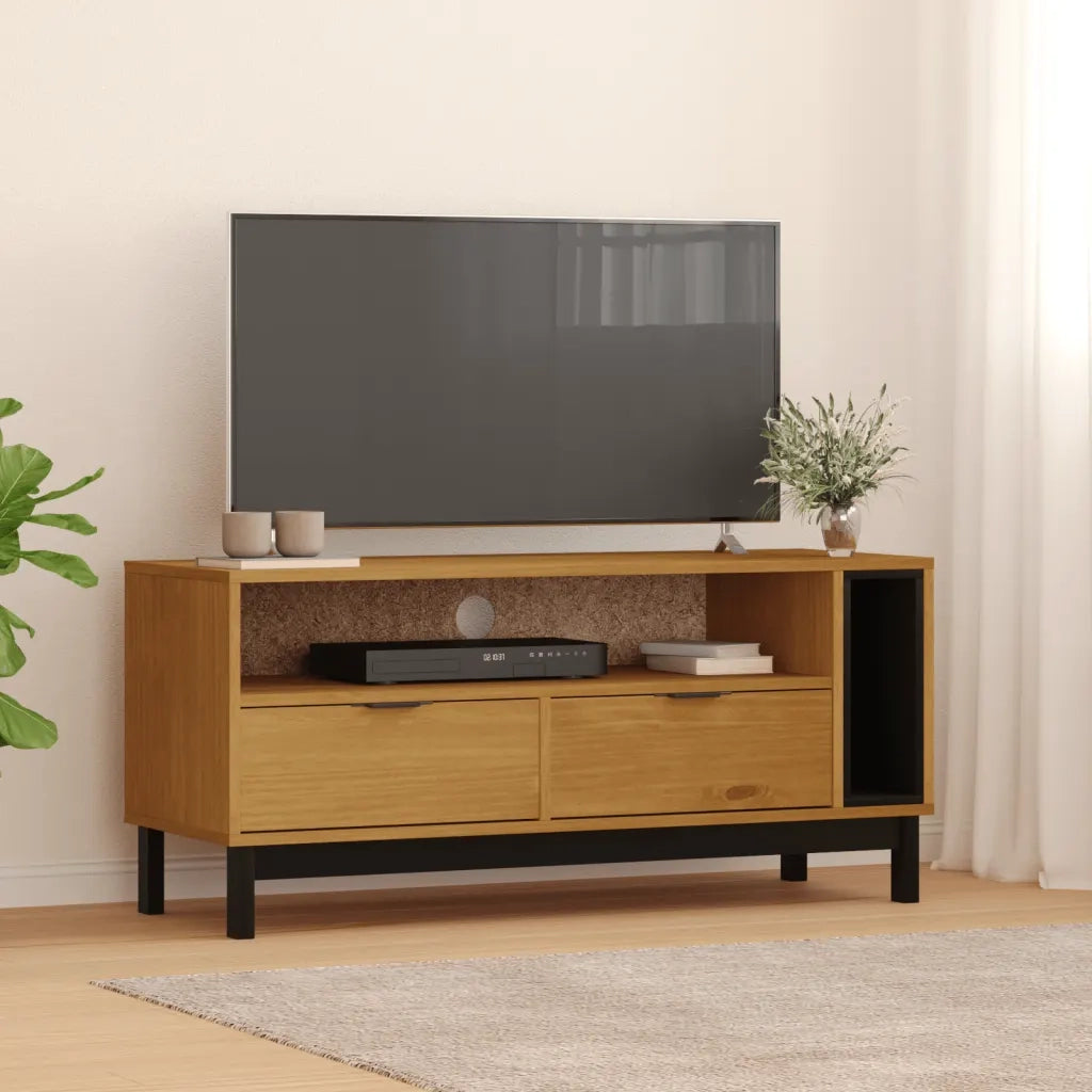 Mobile TV-Credenza TV-Console TV FLAM 110x40x50 cm in Legno Massello di Pino 249013