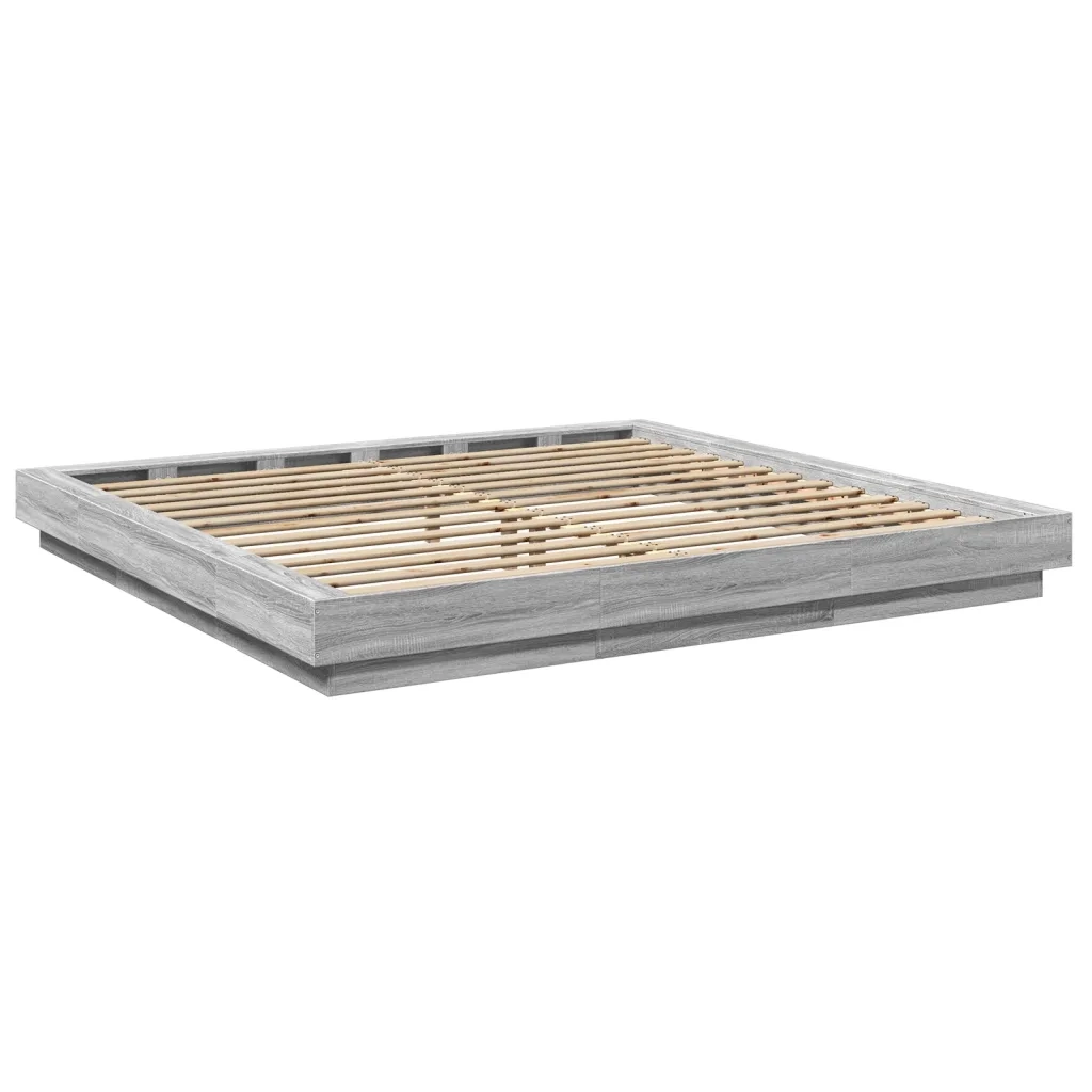 Giroletto Luci LED Grigio Sonoma 180x200 cm Legno Multistrato 3281082