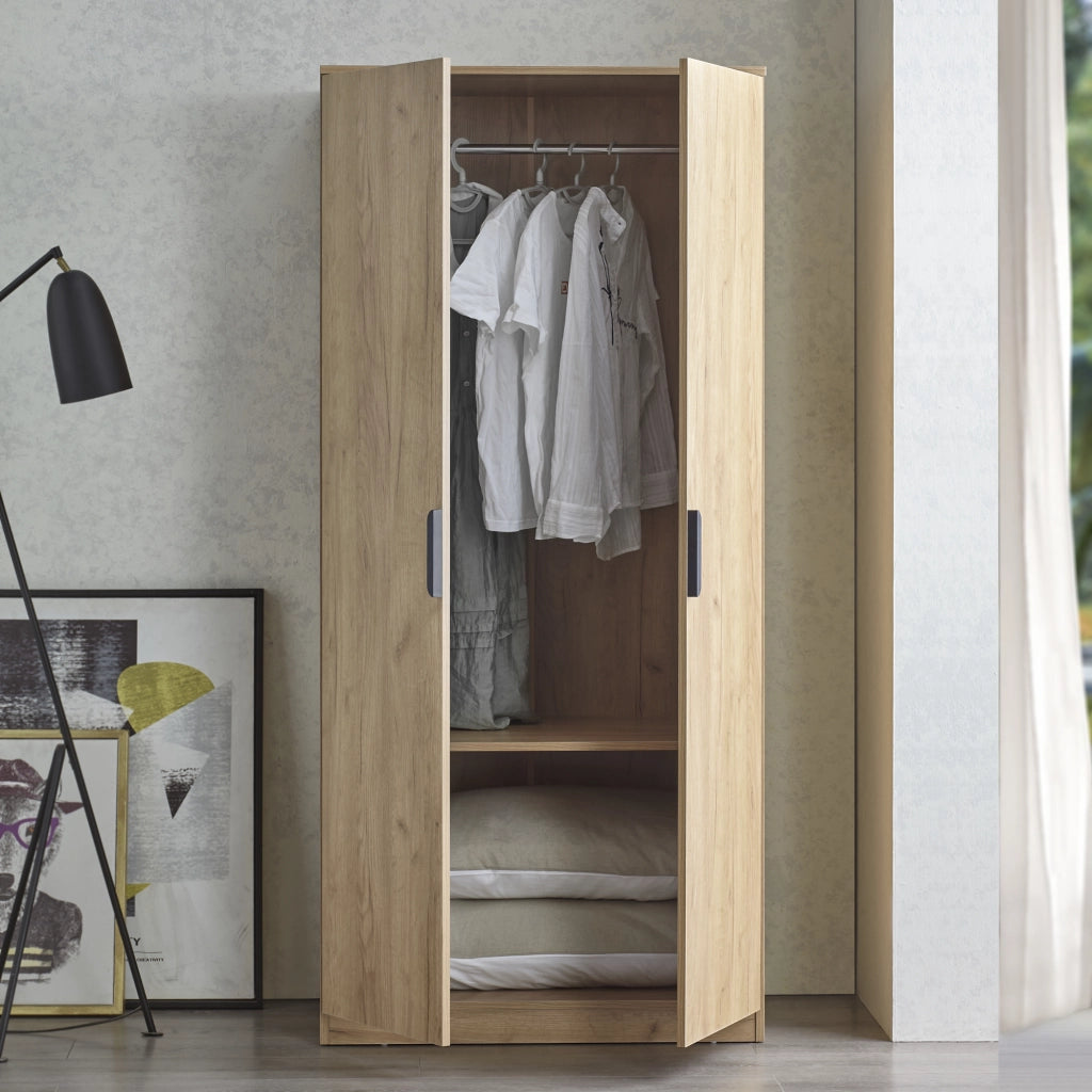 Armadio Guardaroba Eiselfing 176 x 80 x 52 cm Effetto Rovere [en.casa]