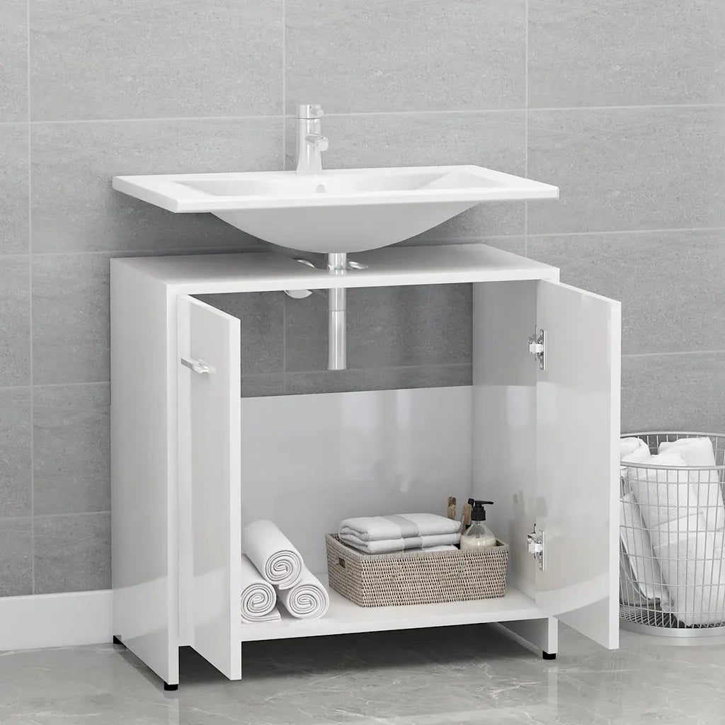 Armadio da Bagno Bianco Lucido 60x33x61 cm in Truciolato cod mxl 63907