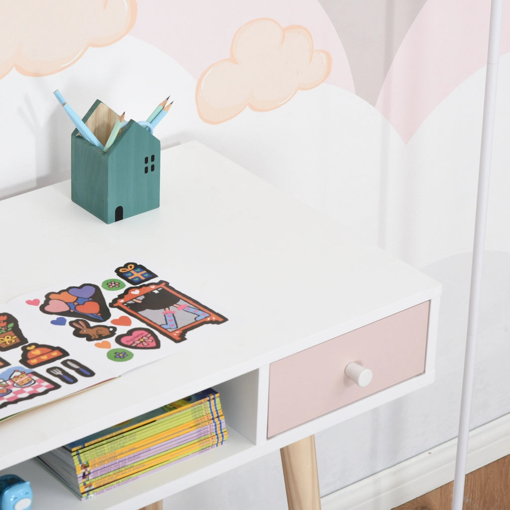 Scrivania per Bambini con 2 Cassetti ¨C zephmum ¨C Multicolore 100x48x76,5 cm