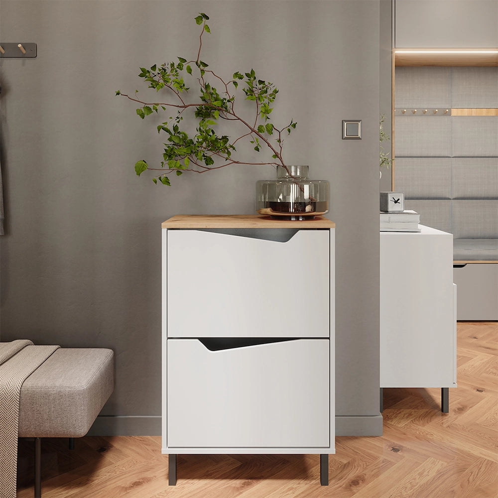 Vicco Scarpiera da ingresso Bianco/Artisan 60 x 91.6 cm con 2 scomparti