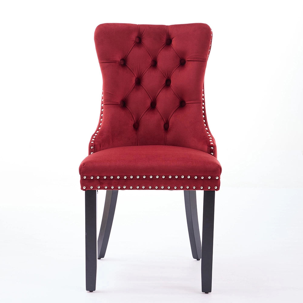 Set 2 sedie Nikki - Xylo - velluto bordeaux gambe legno
