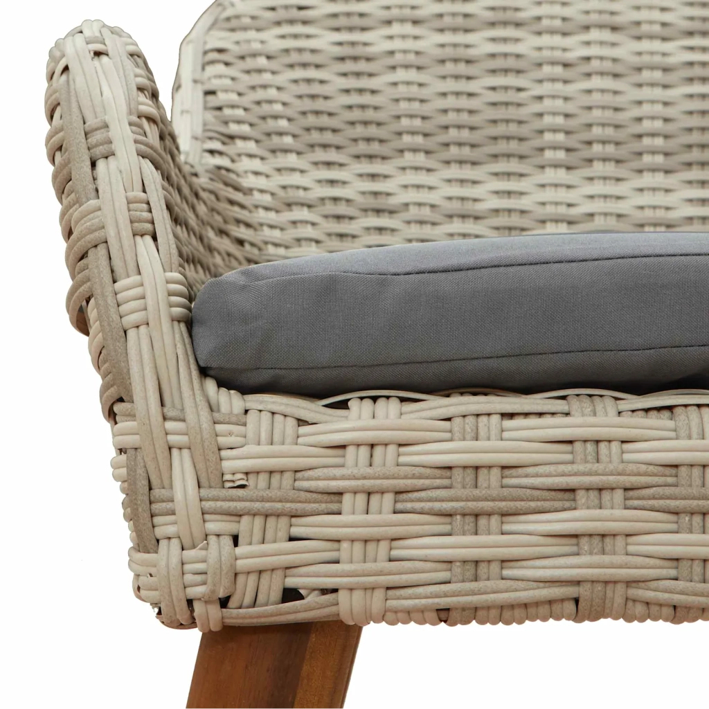 Set da Pranzo per Giardino 3 pz | Set Salotto da Giardino Grigio chiaro polyrattan