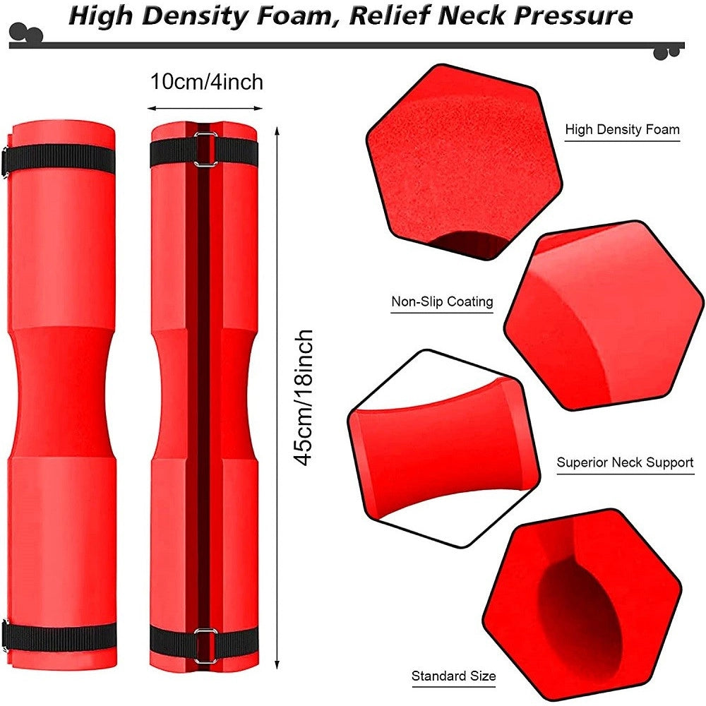 Trade Shop - Barbell Squat Pad Cuscino Bilanciere Collo Per Sollevamento Pesi Squat 45x10 Cm - Rosso