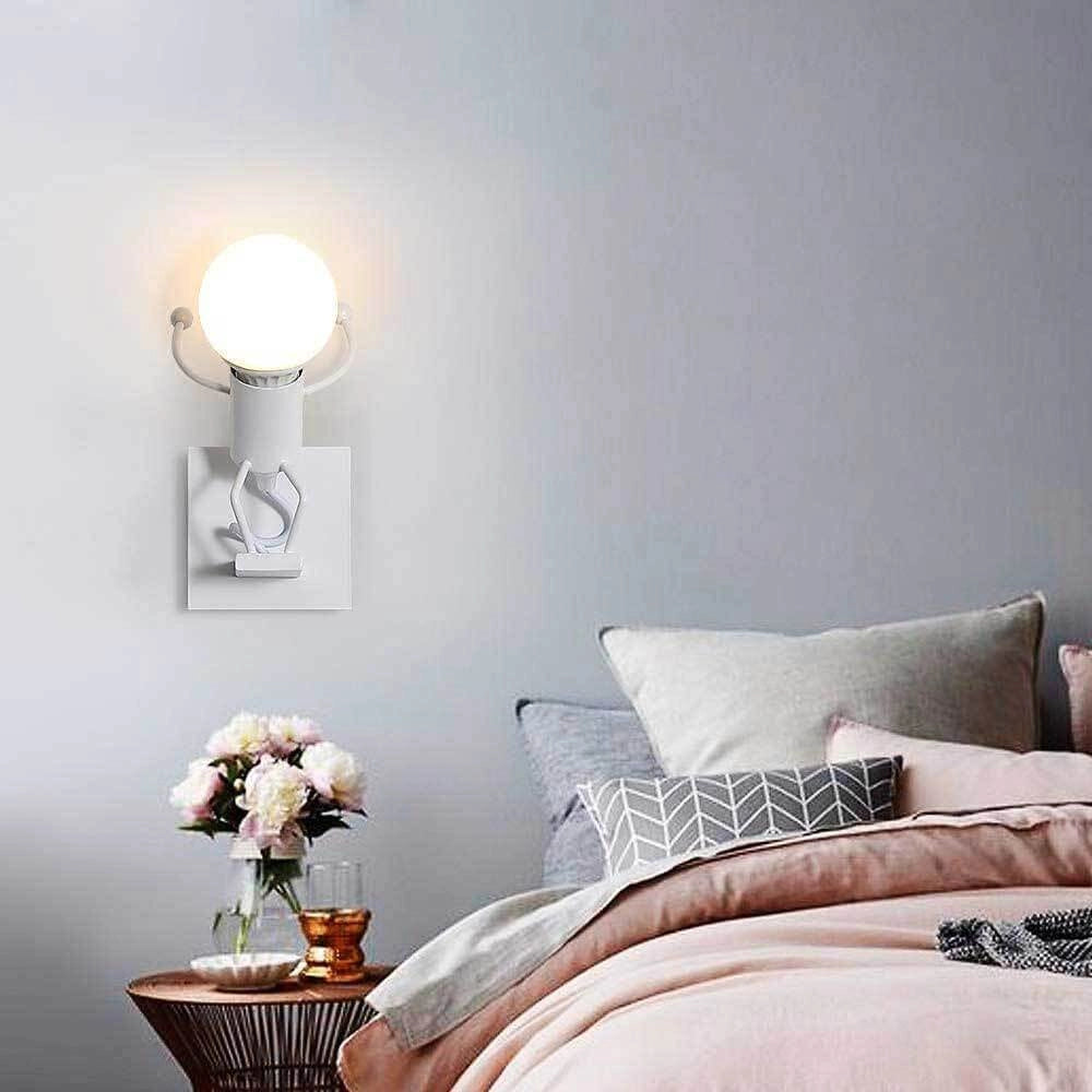 Applique Lampada da parete moderna con attacco E27 forma Omino Bianco che salta