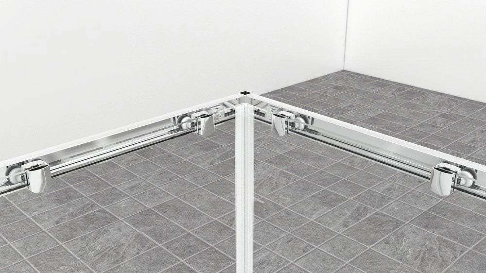 Box Doccia 3 lati 80x80x100 cm: fisso + angolare scorrevole GIGI - Cromato Lucido