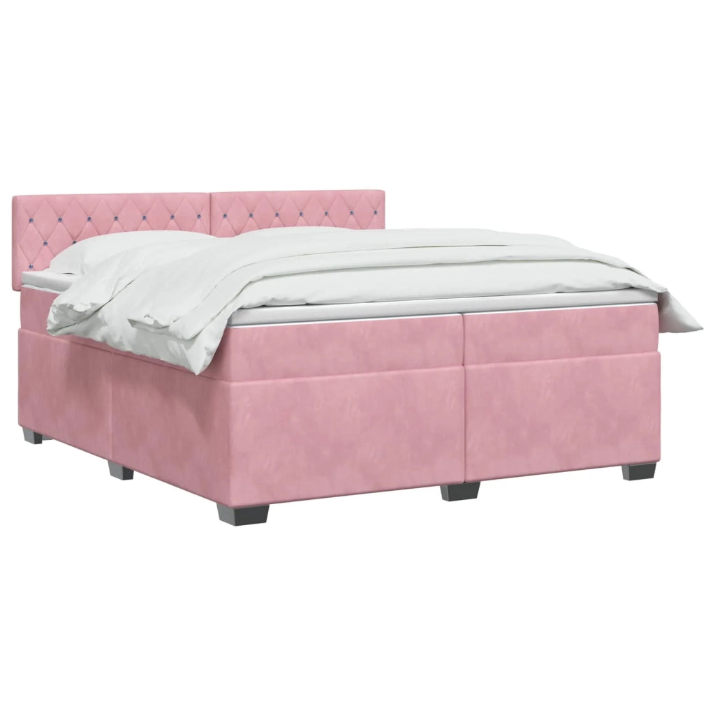 Letto box spring con materasso Rosa 200 x 200 cm Velluto 3450781