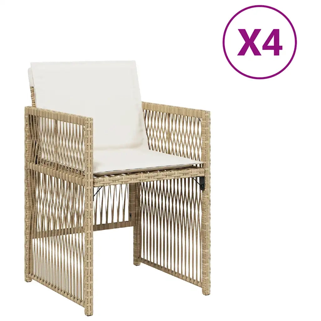 Sedie da Giardino con Cuscini 4 pz Beige in Polyrattan 364970