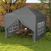 Gazebo da Esterno 3x3 m Pieghevole con 4 Pannelli Laterali, in Acciaio e Tessuto Oxford Grigio
