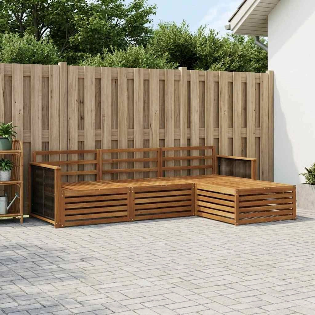 Set di divani da esterno 4 pz Naturale Legno di Acacia Massello 3383202