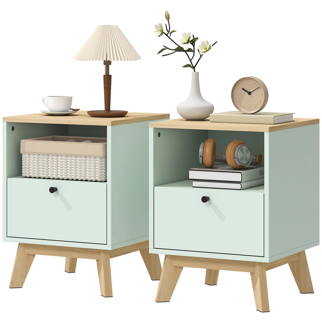 Comodino ¨C zephmum ¨C Effetto Rovere e Verde Chiaro 40x40x55