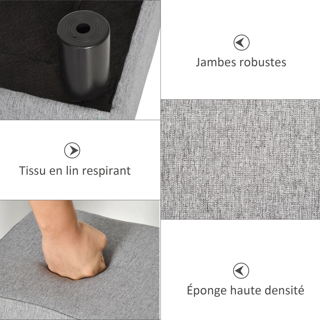 Pouf poggiapiedi in tessuto ¨C zephmum ¨C 40x30x24 cm grigio