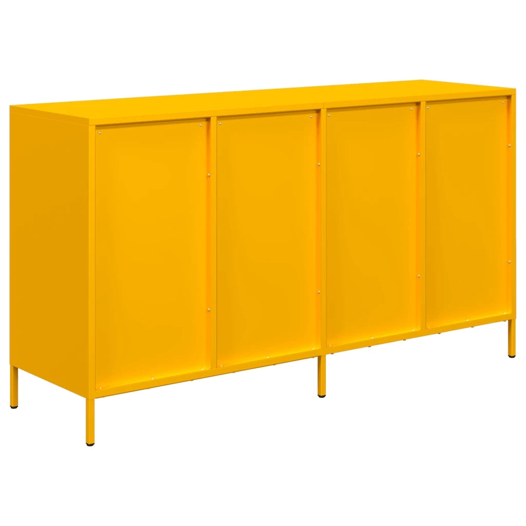 Credenza-Buffet-Armadio da cucina Giallo Senape 135x39x73,5 cm Acciaio Laminato a Freddo 774796