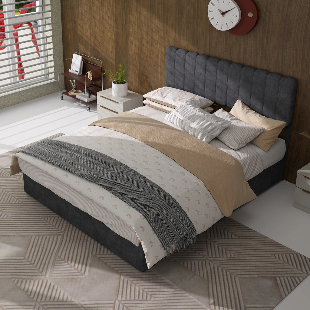 Letto Contenitore Imbottito con Testiera ¨C MINIMAL ¨C Grigio 140x200