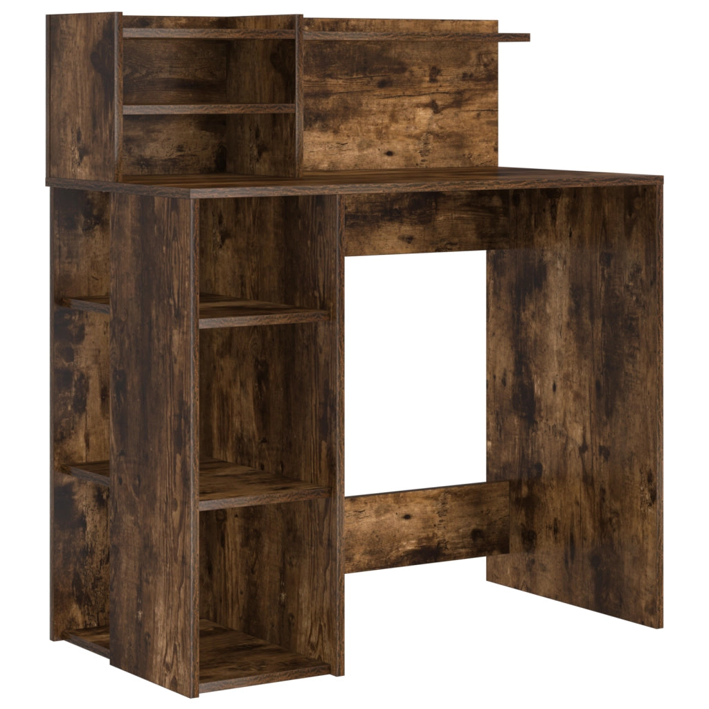 Scrivania con Storage in Rovere Affumicato 90x48x101.5 cm Legno Ingegnerizzato