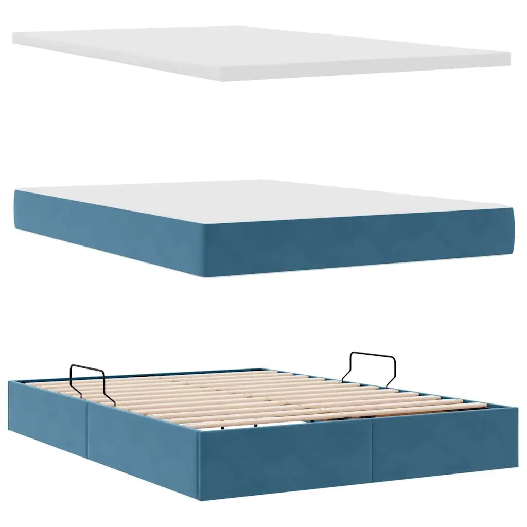 Letto con Contenitore Blu Scuro 140 x 190 cm Velluto